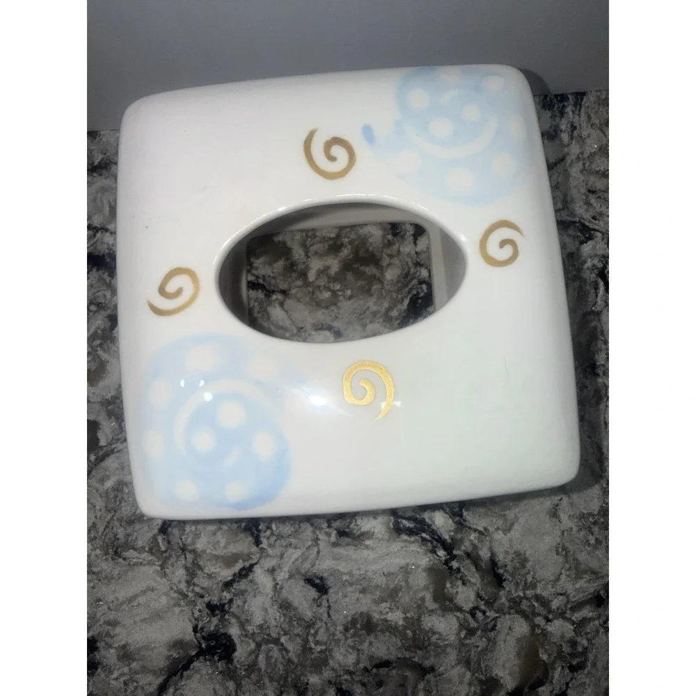 Ceramic Beach Seashell Starfish Tissue Box Cover Rectangular Coastal Ocean